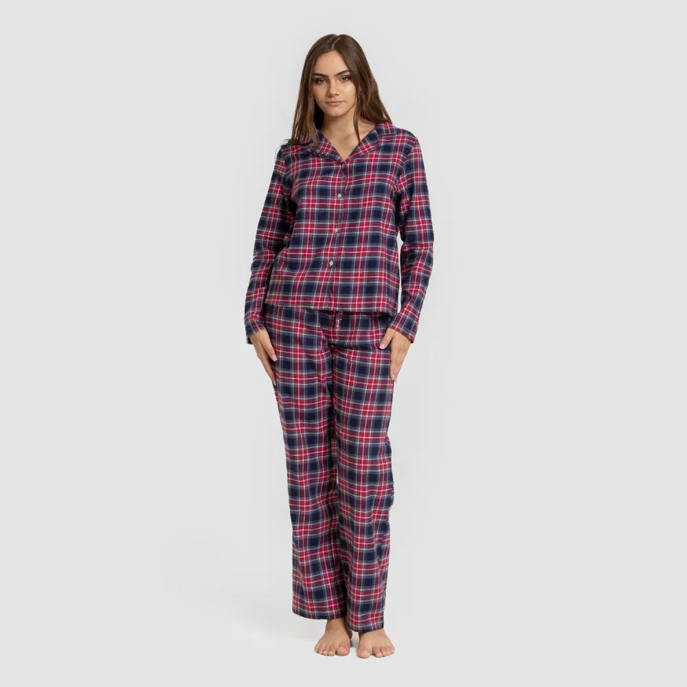Pijama franela com lapela mulher Cuadro Hemerito azul pijama-inverno-mulher