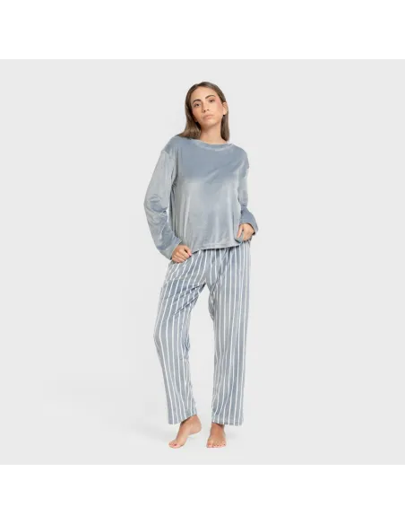 Pijama veludo super soft mulher Raya Astria indigo pijama-inverno-mulher