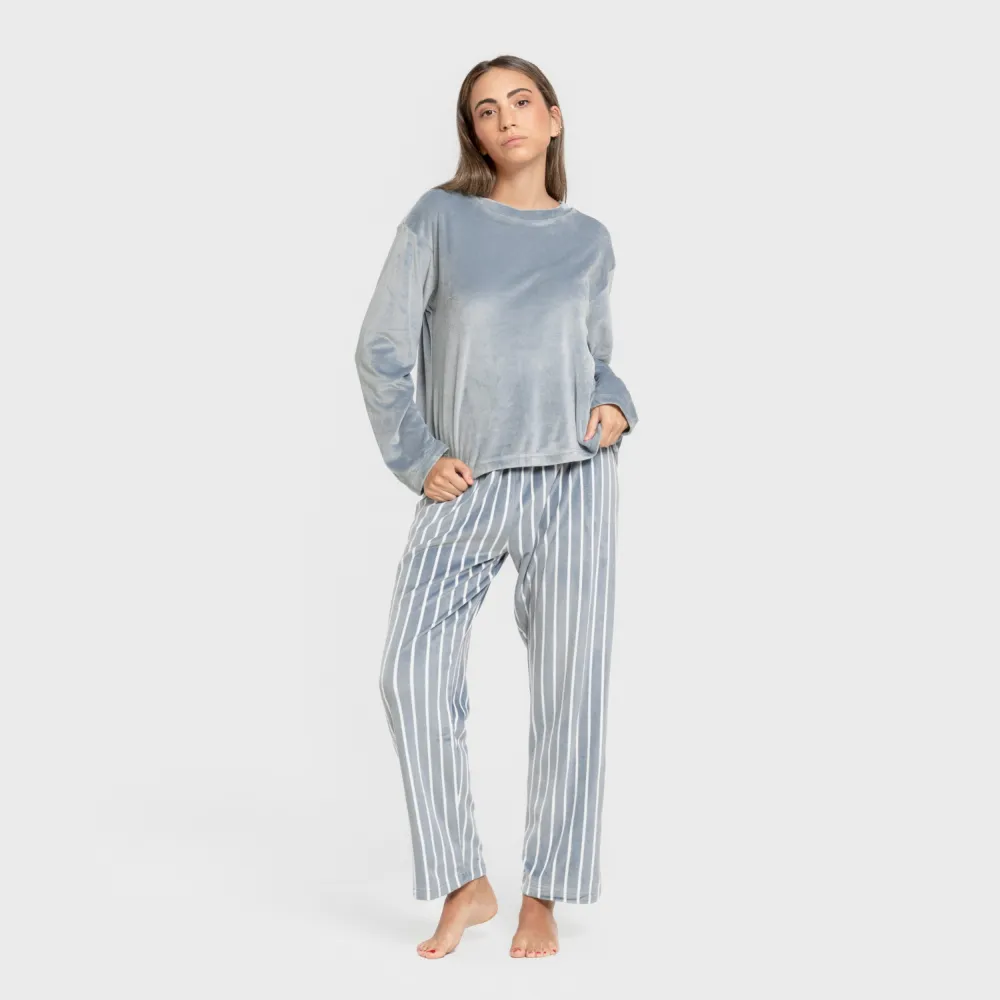 Pijama veludo super soft mulher Raya Astria indigo pijama-inverno-mulher