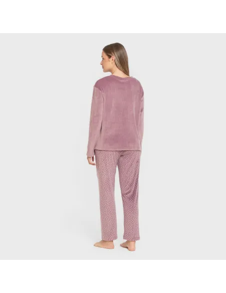 Pijama veludo super soft mulher Lolenda berinjela pijama-inverno-mulher