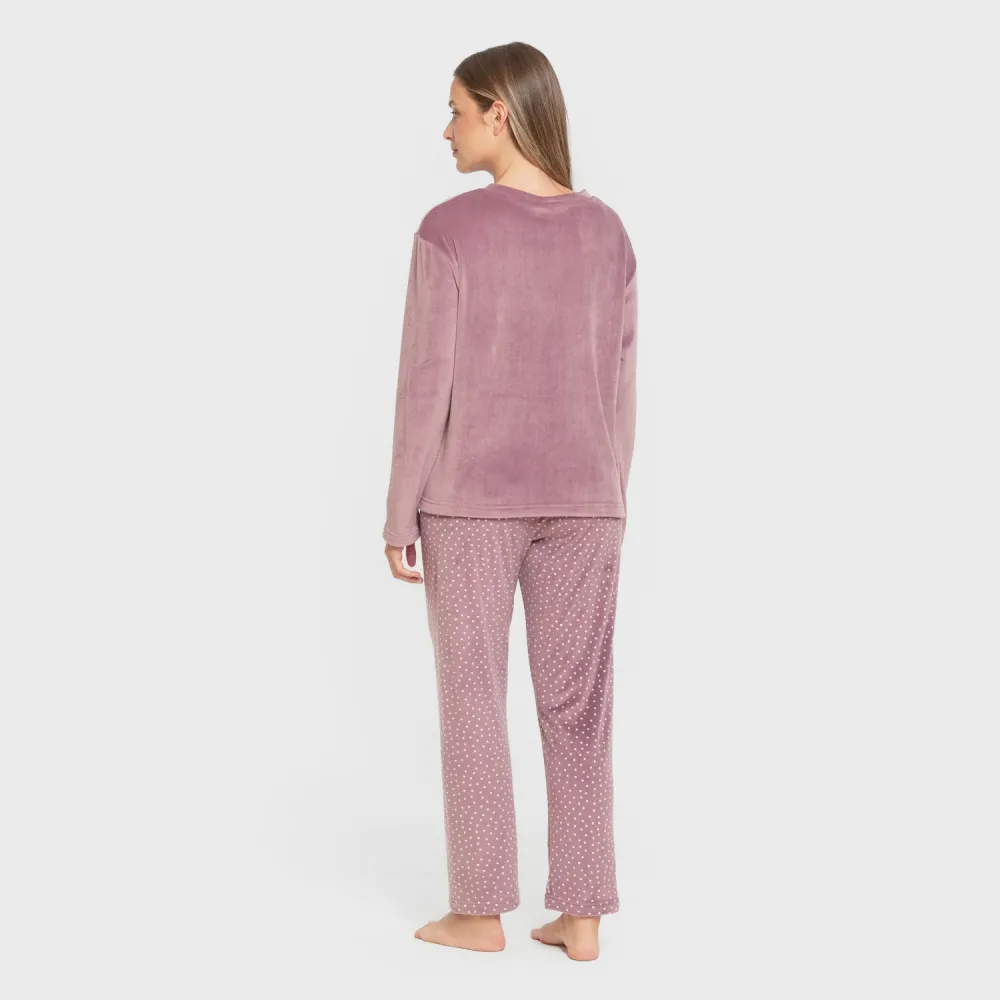 Pijama veludo super soft mulher Lolenda berinjela pijama-inverno-mulher