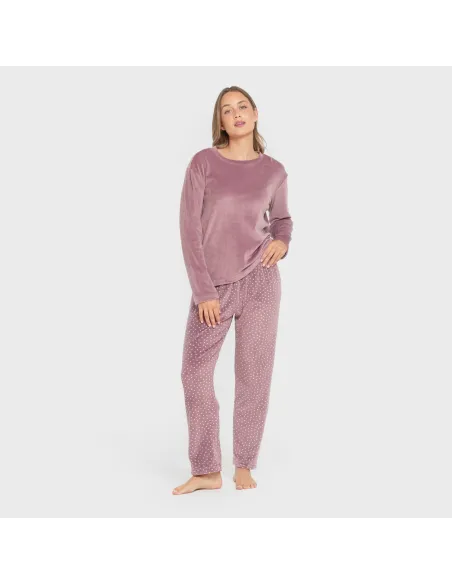 Pijama veludo super soft mulher Lolenda berinjela pijama-inverno-mulher