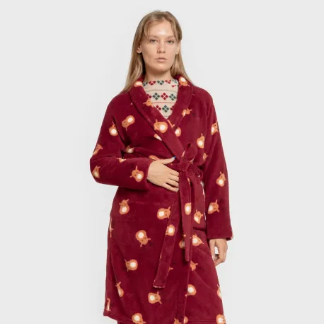 Roupão coral Tatin bordô roupoes-mulher