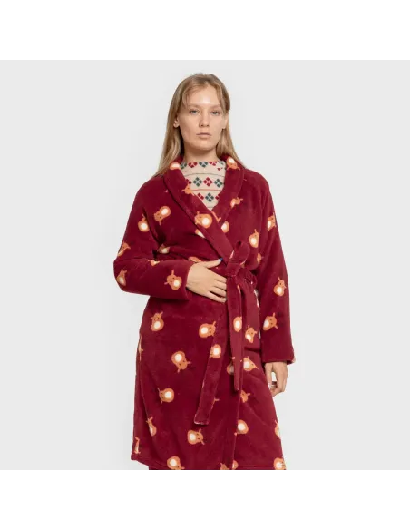 Roupão coral Tatin bordô roupoes-mulher