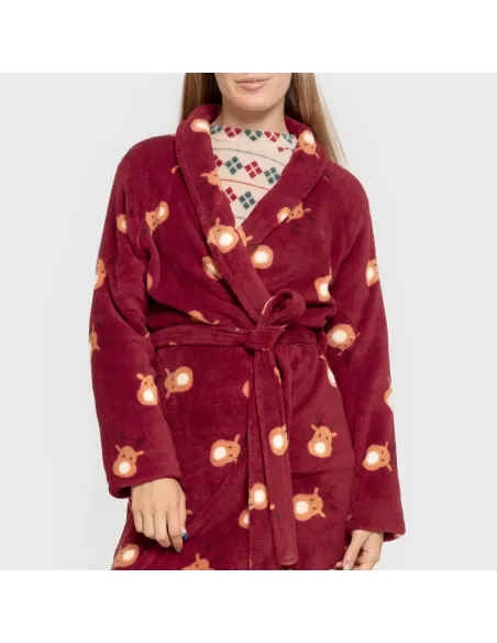 Roupão coral Tatin bordô roupoes-mulher