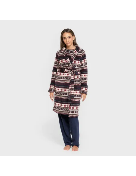 Roupão coral Gaspar azul marinho roupoes-mulher