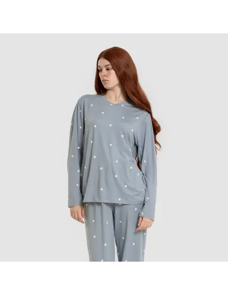 Pijama comprido mulher soft Choer indigo pijamas-compridos-de-mulher