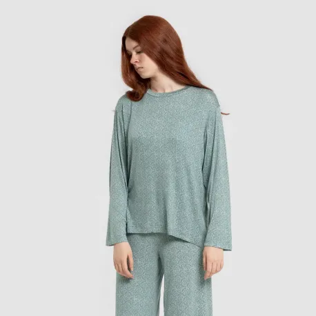 Pijama comprido viscosa mulher Virgo verde agua pijamas-compridos-de-mulher