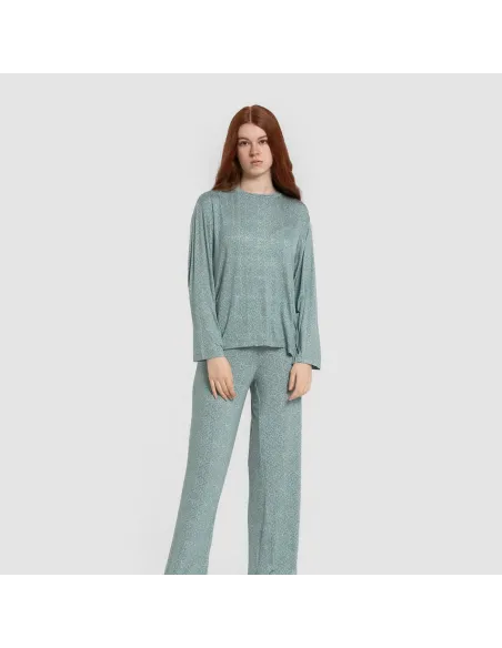 Pijama comprido viscosa mulher Virgo verde agua pijamas-compridos-de-mulher