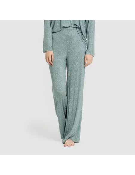 Pijama comprido viscosa mulher Virgo verde agua pijamas-compridos-de-mulher