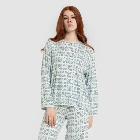 Pijama comprido viscosa mulhe Capricornio rosa pijamas-compridos-de-mulher