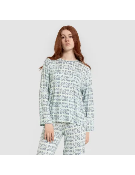 Pijama comprido viscosa mulhe Capricornio rosa pijamas-compridos-de-mulher