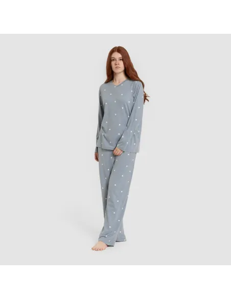 Pijama comprido mulher soft Choer indigo pijamas-compridos-de-mulher