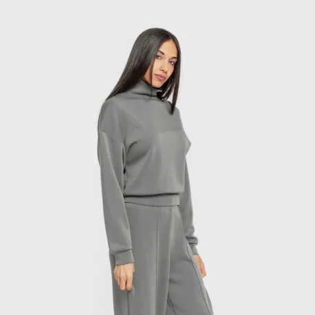 Camisola fluida mulher com gola subida casacos-mulher