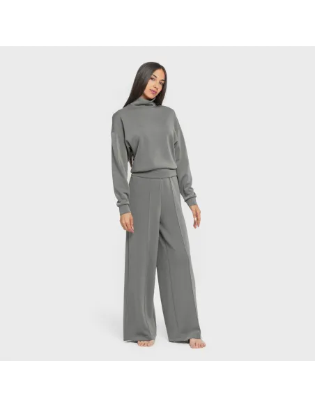 Camisola fluida mulher com gola subida casacos-mulher