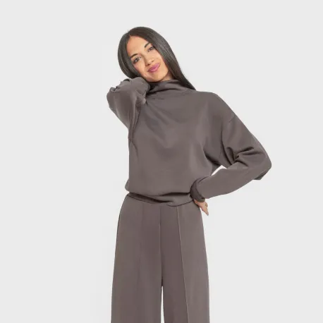 Camisola fluida mulher com gola subida casacos-mulher