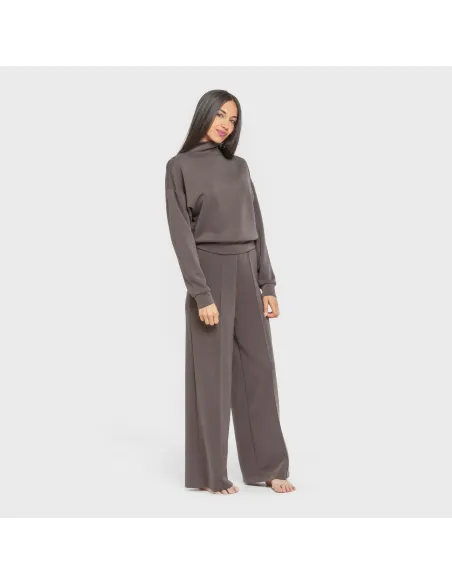Camisola fluida mulher com gola subida casacos-mulher
