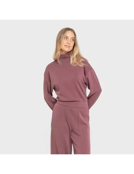 Camisola fluida mulher com gola subida casacos-mulher