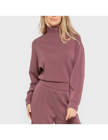 Camisola fluida mulher com gola subida casacos-mulher