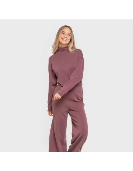 Camisola fluida mulher com gola subida casacos-mulher