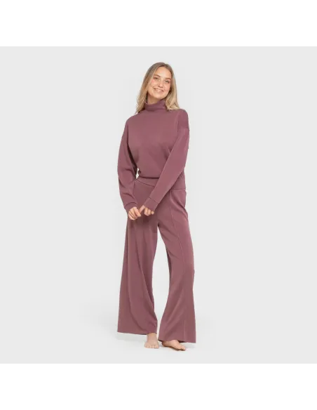 Camisola fluida mulher com gola subida casacos-mulher