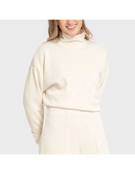 Camisola fluida mulher com gola subida casacos-mulher