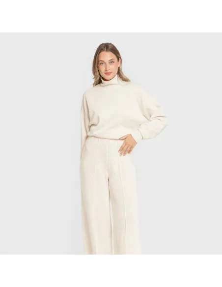 Camisola fluida mulher com gola subida casacos-mulher