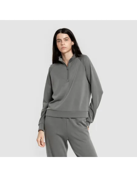 Camisola fluida com meia abertura mulher casacos-mulher