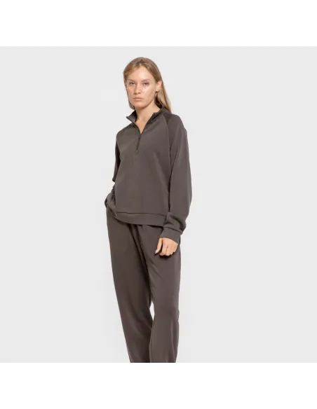 Camisola fluida com meia abertura mulher casacos-mulher