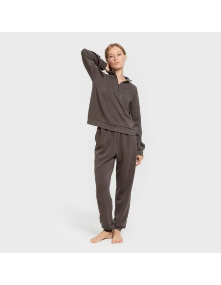 Camisola fluida com meia abertura mulher casacos-mulher