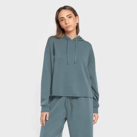 Camisola com capuz fluida mulher casacos-mulher