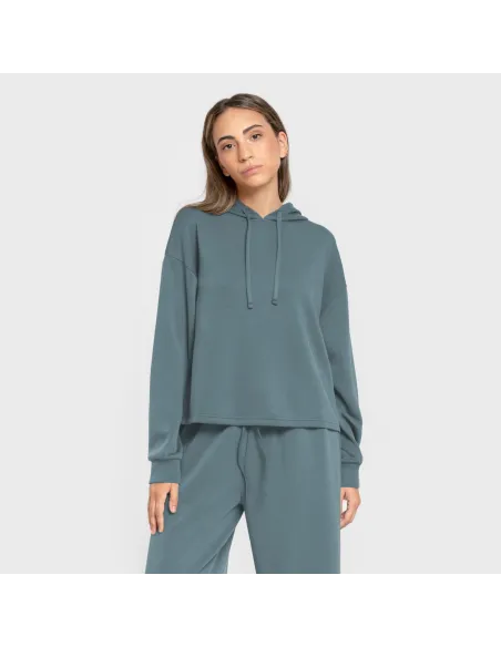 Camisola com capuz fluida mulher casacos-mulher
