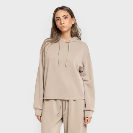 Camisola com capuz fluida mulher casacos-mulher