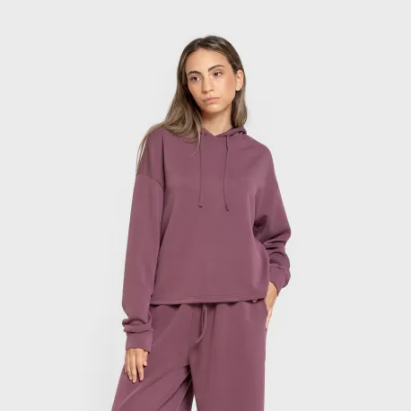 Camisola com capuz fluida mulher casacos-mulher