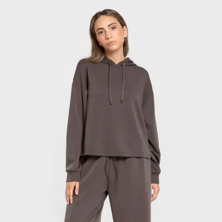 Camisola com capuz fluida mulher casacos-mulher