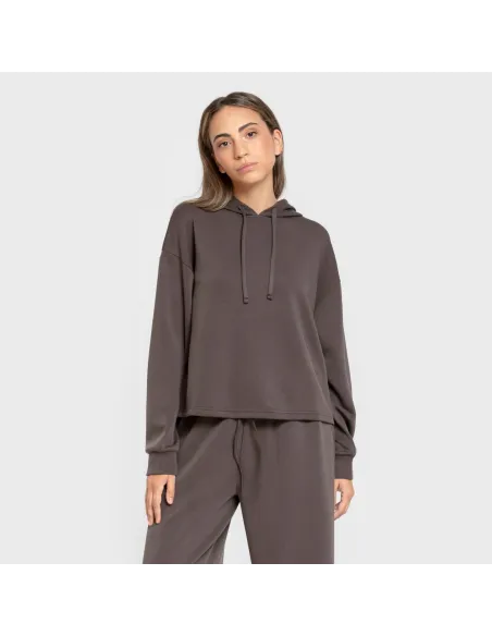 Camisola com capuz fluida mulher casacos-mulher