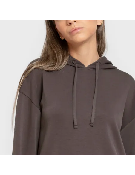 Camisola com capuz fluida mulher casacos-mulher