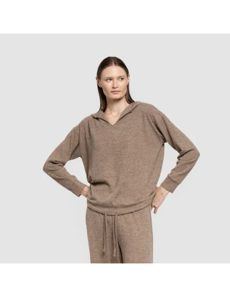 Camisola New malha extra suave com capuz mulher casacos-mulher