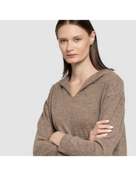 Camisola New malha extra suave com capuz mulher casacos-mulher