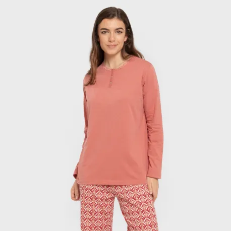 Pijama algodão Eurico marsala pijamas-compridos-de-mulher