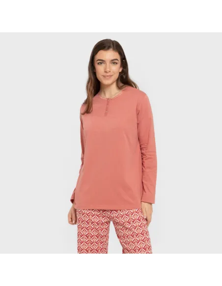 Pijama algodão Eurico marsala pijamas-compridos-de-mulher