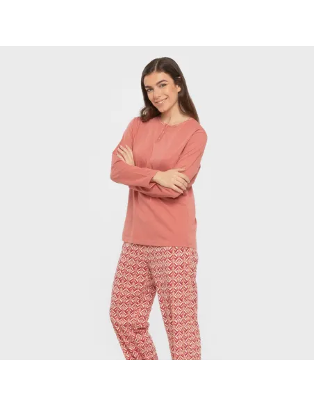 Pijama algodão Eurico marsala pijamas-compridos-de-mulher