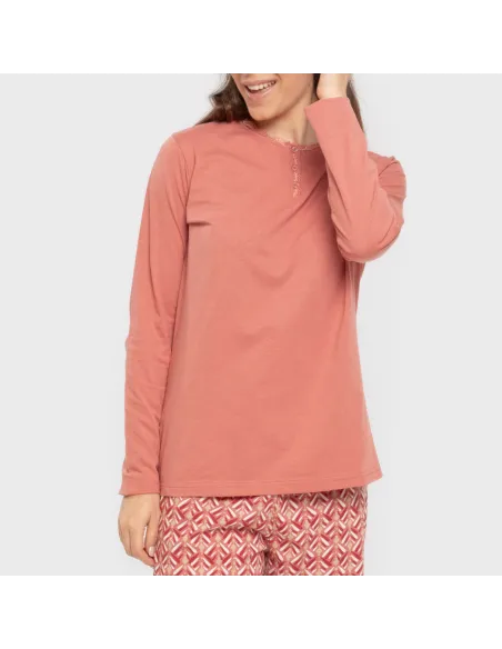 Pijama algodão Eurico marsala pijamas-compridos-de-mulher