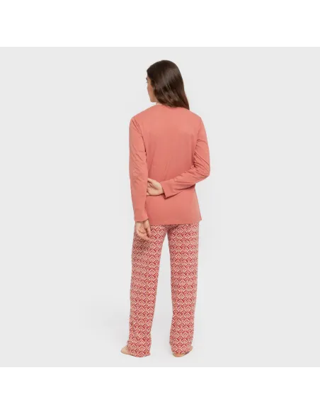 Pijama algodão Eurico marsala pijamas-compridos-de-mulher