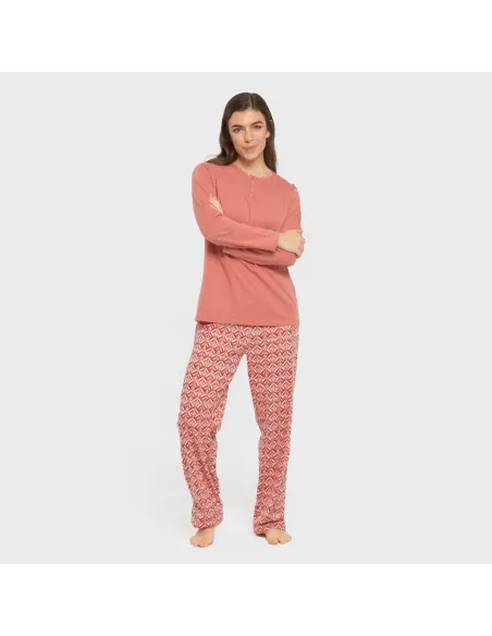 Pijama algodão Eurico marsala pijamas-compridos-de-mulher
