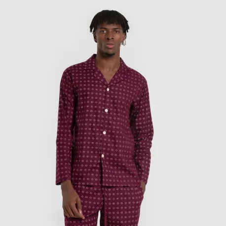 Pijama franela com lapela homem Loui bordô pijamas-compridos-homem