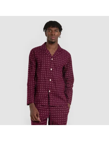 Pijama franela com lapela homem Loui bordô pijamas-compridos-homem
