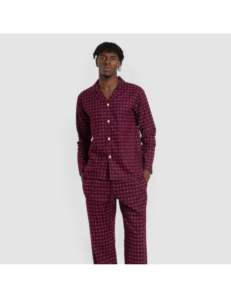 Pijama franela com lapela homem Loui bordô pijamas-compridos-homem