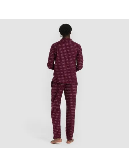 Pijama franela com lapela homem Loui bordô pijamas-compridos-homem