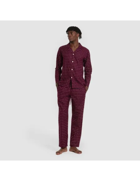 Pijama franela com lapela homem Loui bordô pijamas-compridos-homem